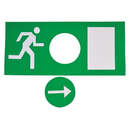 EXIT-03-J EXIT-03-J Élvilágítós LED kijáratjelző ragasztható piktogramokkal230V, 50Hz, 18×LED, 3h, 3,6V / 900m