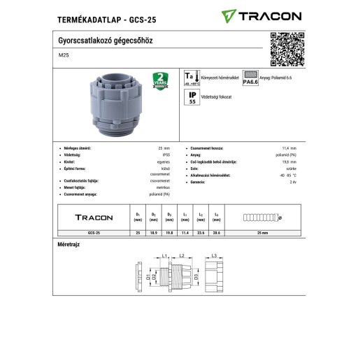 GCS-25 Gyorscsatlakozó gégecsőhözM25