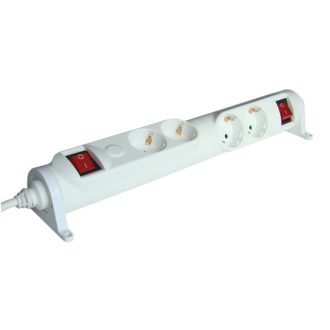   HRRK2/2 Forgatható-rögzíthető elosztósáv, kapcsolós2×2×SCHUKO, 3m, max.16A, 250VAC, 3680W, 3x1,5mm2,