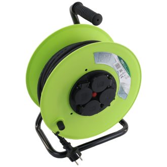   KDZ-4/30G Kábeldobos hosszabbító, fémvázzal4×SCHUKO, 30m, 250V AC, 16 A, 3×1,5mm2, H07RN-F, IP44