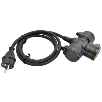   KE3 Hordozható 3-as csatlakozóaljzat gumikábellel250 VAC, 16 A, 3XSCHUKO, max. 3680 W, IP44, 1,5m