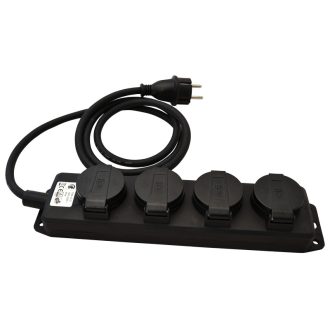   KE4-3M Kültéri elosztósáv, fekete16A/250VAC, IP44, H07RN-F, 3G1.5, 3m, 4×SCHUKO