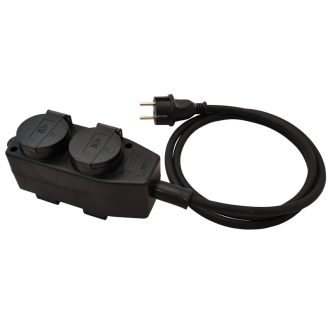   KE4-5M Kültéri elosztósáv, fekete16A/250VAC, IP44, H07RN-F, 3G1.5, 5m, 4×SCHUKO