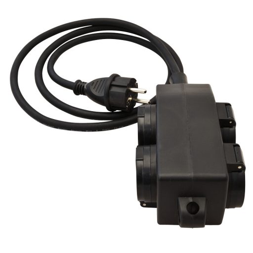 KE4-5M Kültéri elosztósáv, fekete16A/250VAC, IP44, H07RN-F, 3G1.5, 5m, 4×SCHUKO