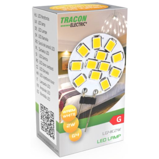 LG4K2W LED fényforrás12 VAC/DC, 2 W, 2700 K, G4, 140 lm, 180°, EEI=G