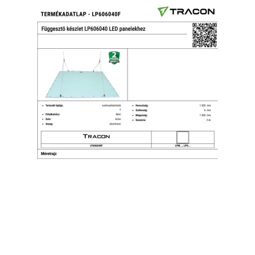 LP606040F Függesztö készlet LP606040 LED panelekhez