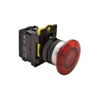   NYG3-MLR Gombafejű világító nyomógomb,piros1×NC, 5A/230V AC-15, 40mm, IP65, LED 230V AC/DC