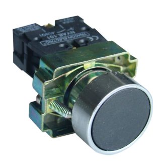   NYGBA21 Egyszerű nyomógomb, fémalapra szerelt, fekete1×NO, 3A/240V AC, IP42