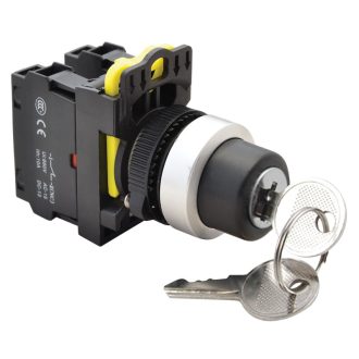   NYK3-K21 Kulcsos kapcsoló, bal-jobb KI,kétállású1×NO+1×NC, 5A/230V AC-15, IP42