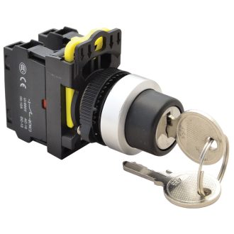   NYK3-K34 Kulcsos kapcsoló, bal-jobb-közép KI, háromállású, rugóvissza1×NO+1×NC, 5A/230V AC-15, IP42