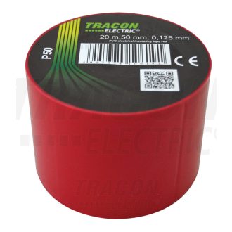 Szigetelőszalag, piros20m×50mm, PVC, 0-90°C, 40kV/mm