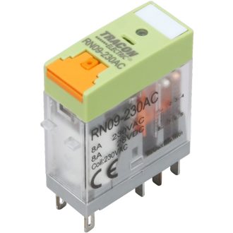   RN09-12DC Print relé tesztgombbal és állapotjelzéssel 12V DC / 2×CO (8A, 230V AC / 30V DC)