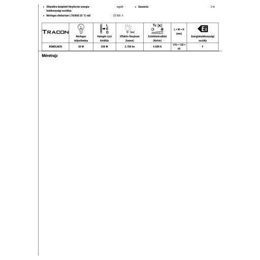 RSMDLM30 Fekete SMD fényvető mozgásérzékelővel30W, 4000K, IP65, 220-240V AC, 2700lm, 110°, 3-10m, EE