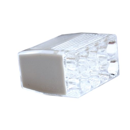 RVO2,5-2 Csavar nélküli vezetékösszekötő, átlátszó/fehér2×0,5-2,5mm2, 450VAC, max. 16A