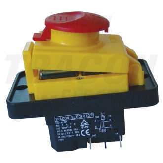   Relés biztonsági kapcsoló, gombafejű reteszeléssel4PIN, 230VAC, 12A/AC3, IP54, 6,3×0,8