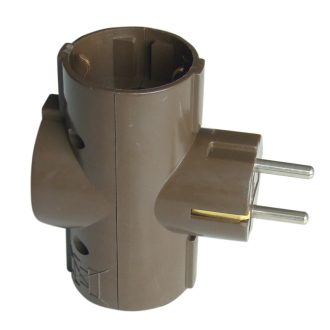   TDUGO9-BARN Többférőhelyes átalakító csatlakozó, 90°, barna3×SCHUKO, max.16A, 250V