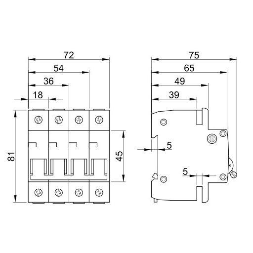 TDZ-2C-6 Kismegszakító, 2 pólus, C karakterisztika6A, 6kA