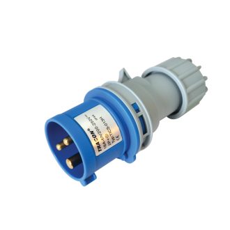   Ipari csatlakozó dugó, külső tömítőszelencével16A, 250V, 2P+E, 6h, IP44