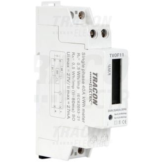   LCD kijelzésű fogyasztásmérő,közvetlen, 1 fázisú, 1 modul230VAC / 5(40)A